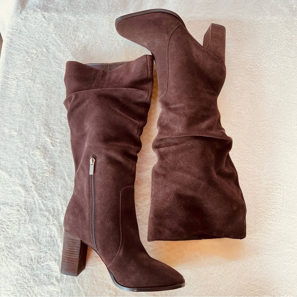 REVOLVE MAHOGANY BROWN SUEDE TALL SLOUCHY BOOTS SIZE 10 NWT